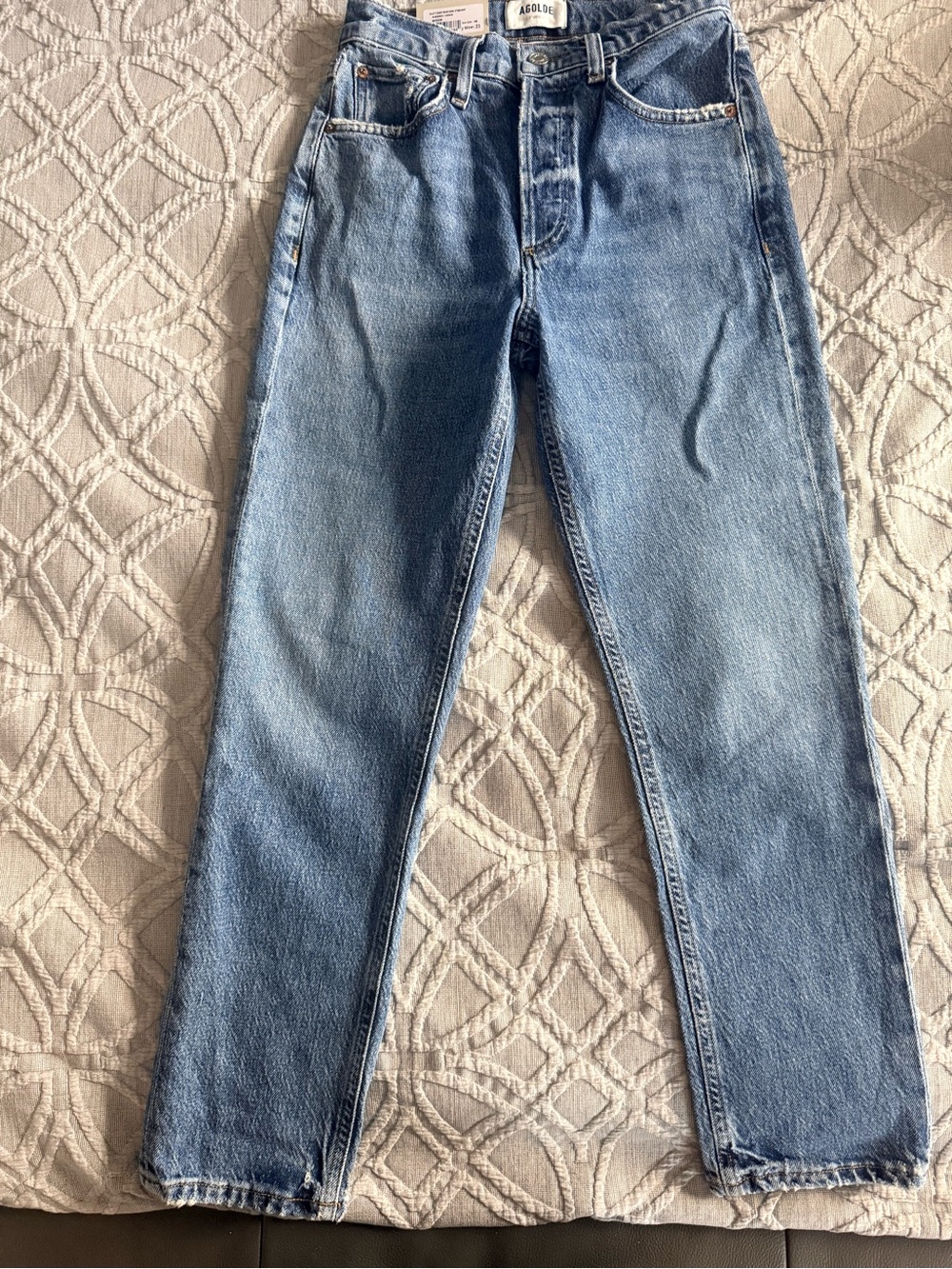 Agolde Riley Crop High Rise Straight in Blue Wash